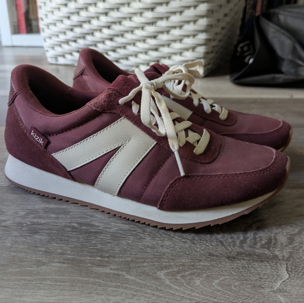Kizik Women's Burgundy and White Sneakers
